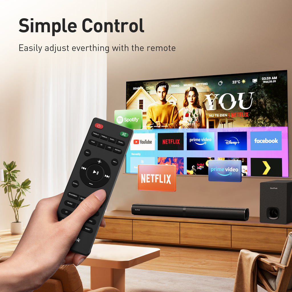 Karaoke Soundbar with Subwoofer for TV: Sound Bar with 2 Wireless Microphones - Home Theater Surround Sound System - Bluetooth Speaker with Remote Supports HDMI ARC/Optical/AUX/USB for TV/PC